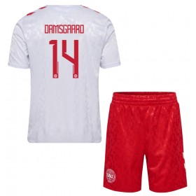 Baby Fußballbekleidung Dänemark Mikkel Damsgaard #14 Auswärtstrikot EM 2024 Kurzarm (+ kurze hosen)